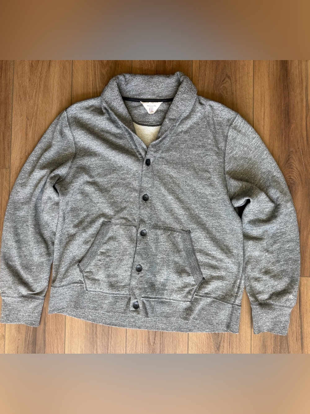 Rag & Bone French Terry Shawl Cardigan Sweater XXL Goat Leather Elbow Patches